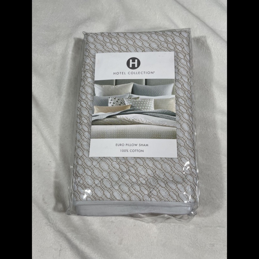 NIB Hotel Collection Bedford Geo‎ Embroidered (1) Euro Pillow Sham